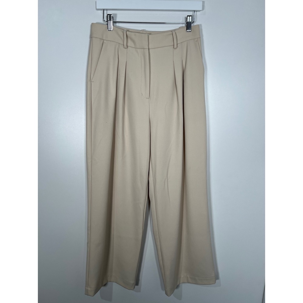 Oak + Fort Beige Wide Leg Pleated Trouser Minimalist Pants Office wear Size 4
